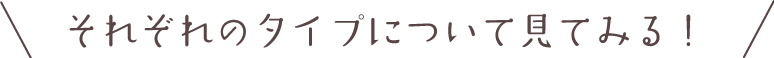 それぞれのタイプについて見てみる！
